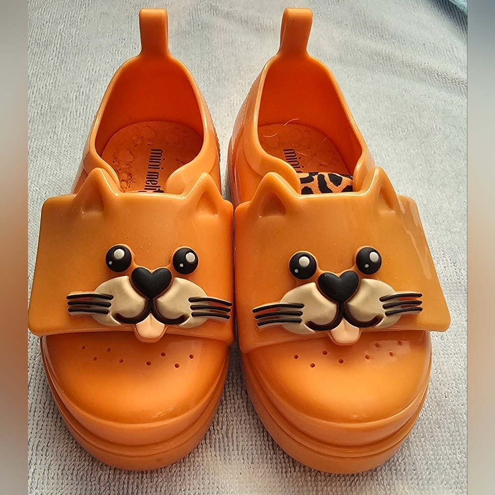MINI MELISSA Shoes Jelly Pop Safari Orange & Black Velcro Toddler Girl's Size 7
